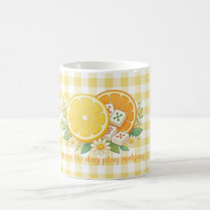 Squeeze the Day Citrus Gingham Mahjong  Coffee Mug