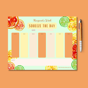 Squeeze The Day Citrus Motivation Weekly Planner Notepad