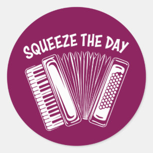 🪗 Squeeze the Day Classic Round Sticker