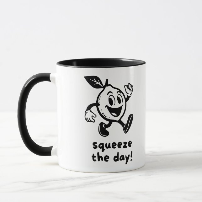 Squeeze The Day Fun Lemon Pun Mug (Left)