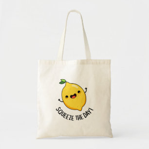 Squeeze The Day Funny Fruit Lemon Pun Tote Bag