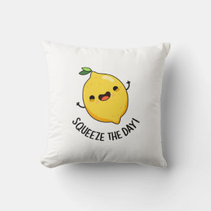 Squeeze The Day Funny Lemon Pun Cushion