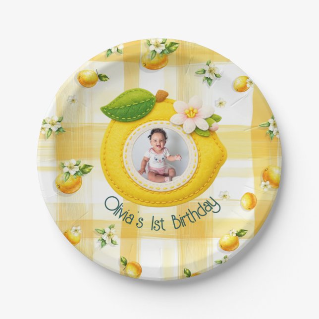 Squeeze the day - Lemon theme Paper Plate (Front)