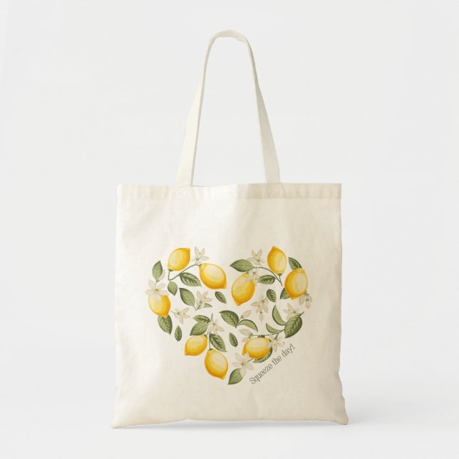 Squeeze the Day Lemon Tote Bag (Front)