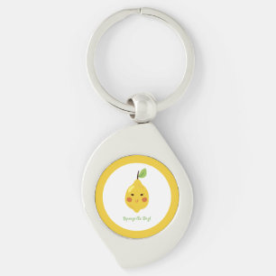 Squeeze the Day Punny Lemon    Key Ring