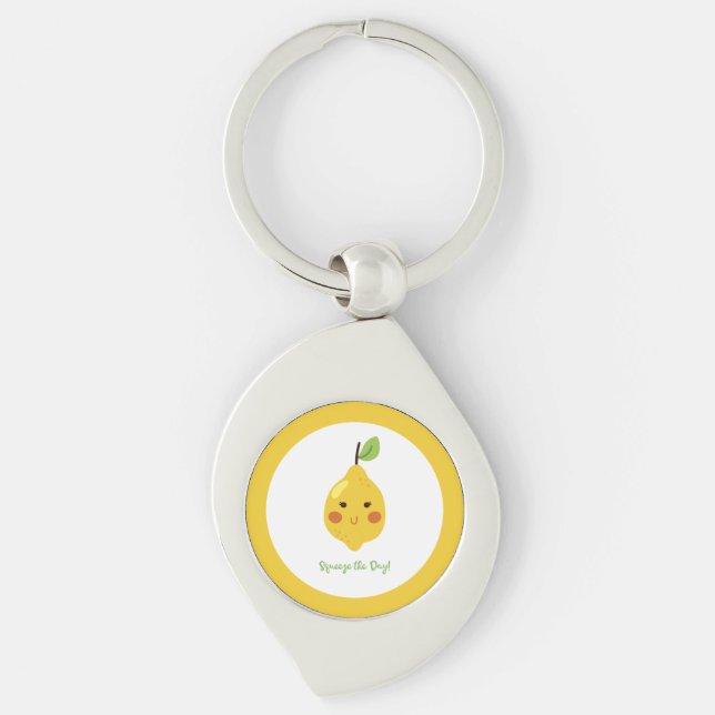 Squeeze the Day Punny Lemon    Key Ring (Front)
