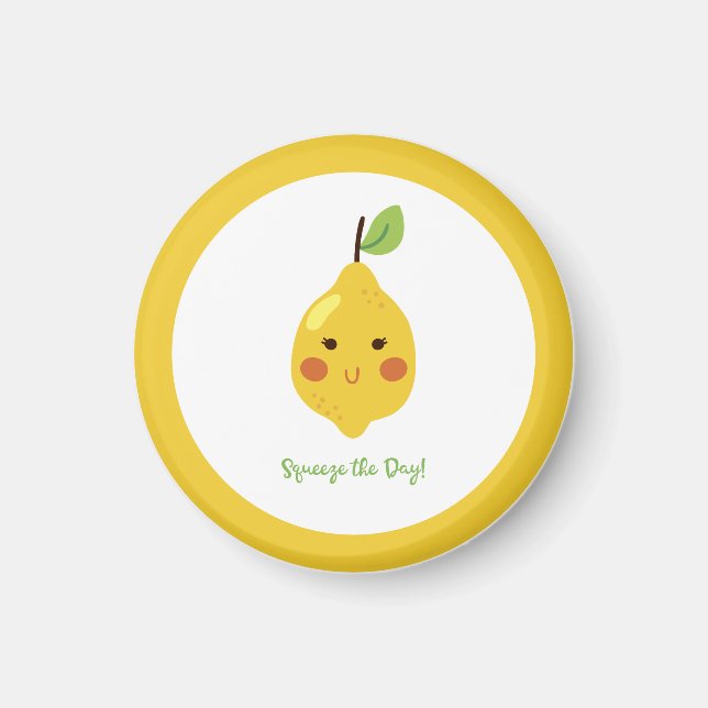 Squeeze the Day Punny Lemon   Magnet (Front)