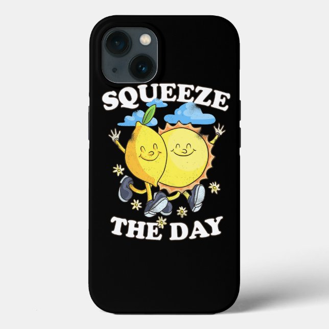Squeeze the Day Retro Pun Groovy Seize the Day Fun Case-Mate iPhone Case (Back)