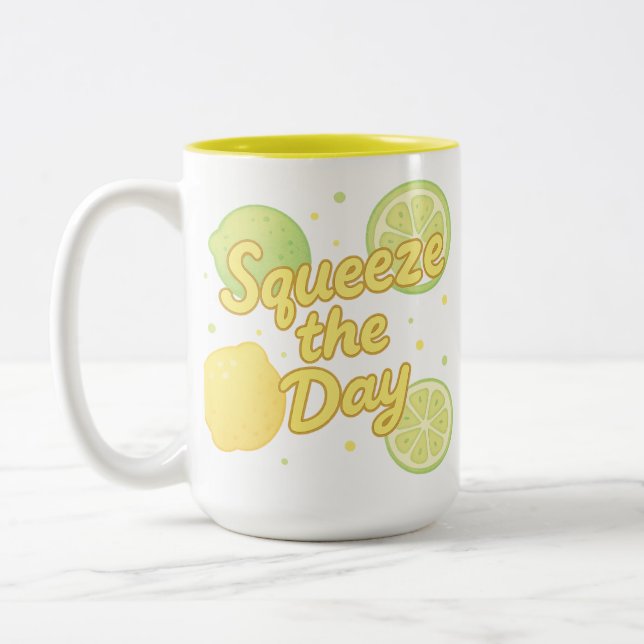 Squeeze the Day  Two-Tone Coffee Mug (Left)