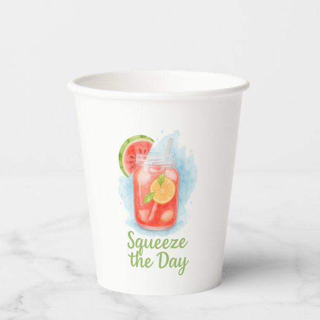 Squeeze the Day – Watercolor Summer Paper Cup (Front)