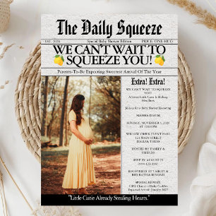 Squeeze You Lemon Newspaper Baby Shower Invitation