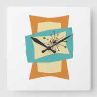 Squeezed Rectangles Orange Turquoise Cream Mid Mod