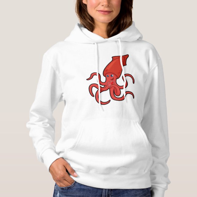 Squid at Poker with Poker cards Hoodie (Front)