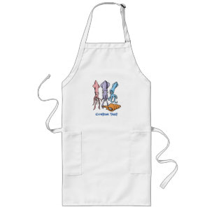 Squid Cartoons Long Apron