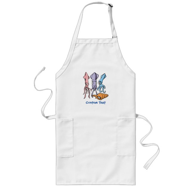 Squid Cartoons Long Apron (Front)