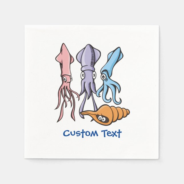 Squid Cartoons Napkin (Front)