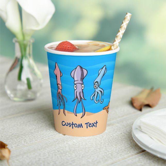 Squid Cartoons Paper Cups (Insitu)