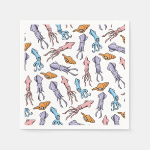 Squid Cartoons Pattern Napkin