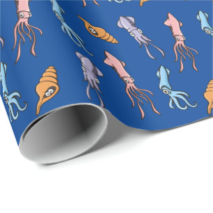Squid Cartoons Pattern Wrapping Paper