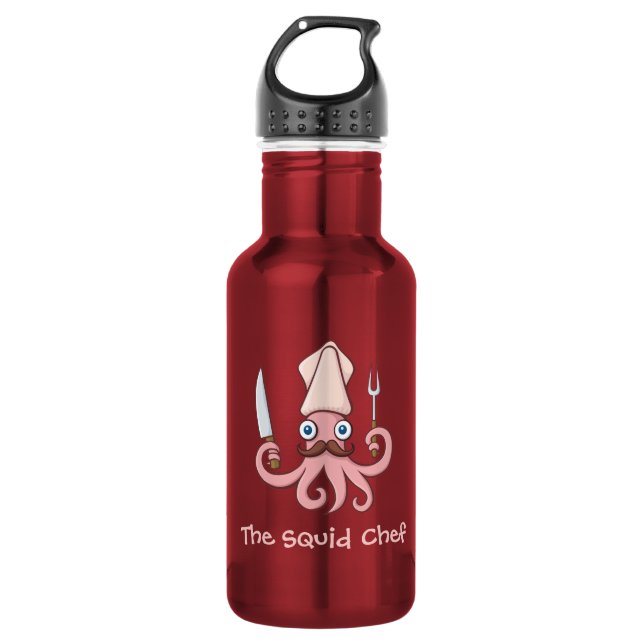Squid Chef Cartoon 532 Ml Water Bottle (Front)
