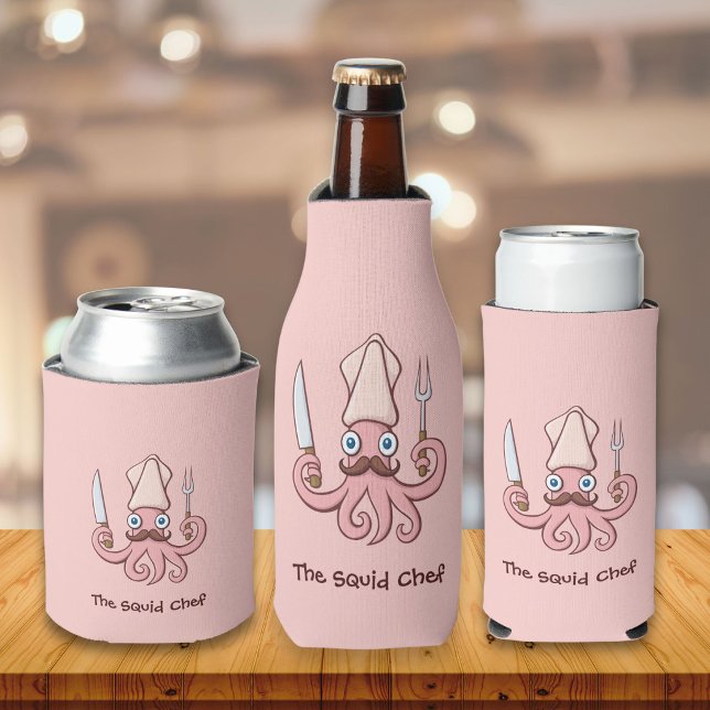 Squid Chef Cartoon Bottle Cooler (Creator Uploaded)