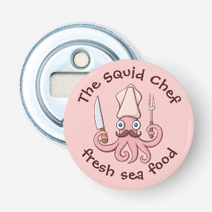 Squid Chef Cartoon Bottle Opener