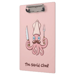 Squid Chef Cartoon Clipboard