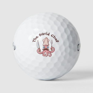 Squid Chef Cartoon Golf Balls