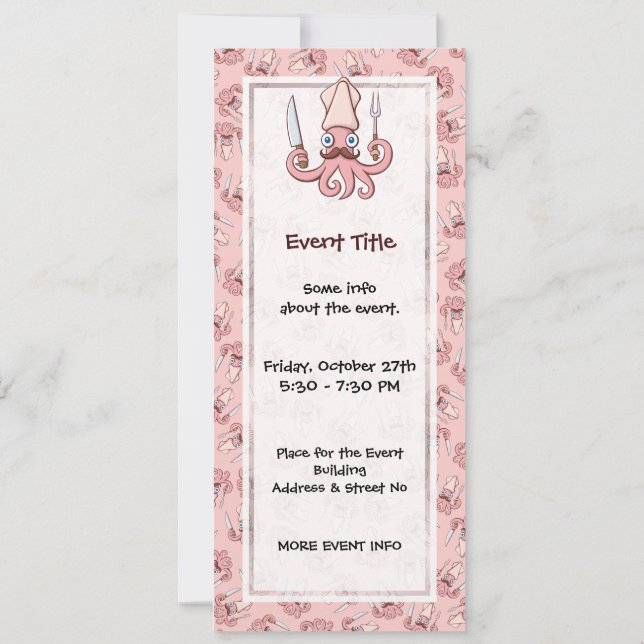 Squid Chef Cartoon Invitation (Back)