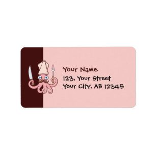 Squid Chef Cartoon Label