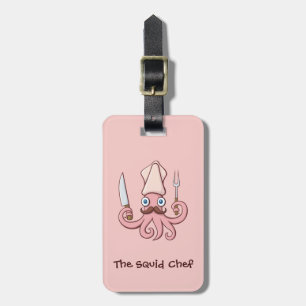 Squid Chef Cartoon Luggage Tag