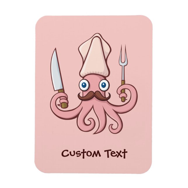 Squid Chef Cartoon Magnet (Vertical)
