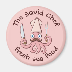 Squid Chef Cartoon Magnet
