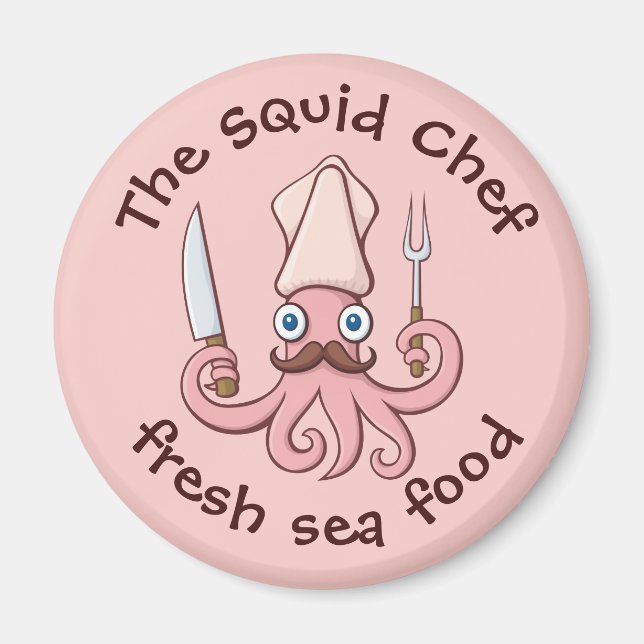 Squid Chef Cartoon Magnet (Front)