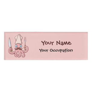 Squid Chef Cartoon Name Tag