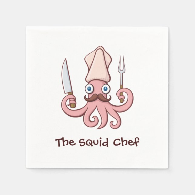 Squid Chef Cartoon Napkin (Front)