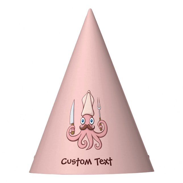 Squid Chef Cartoon Party Hat (Front)