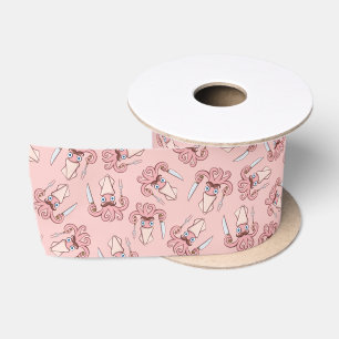Squid Chef Cartoon Pattern Satin Ribbon