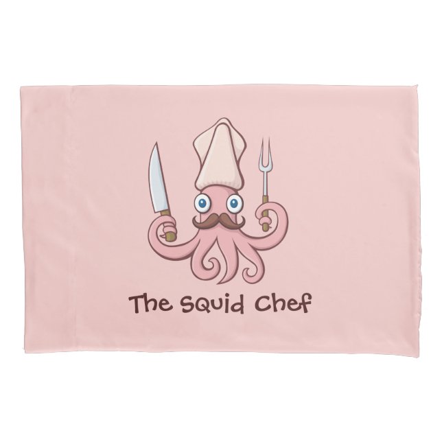 Squid Chef Cartoon Pillowcase (Front)