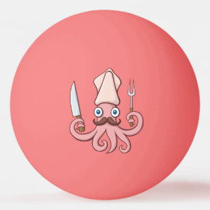 Squid Chef Cartoon Ping Pong Ball