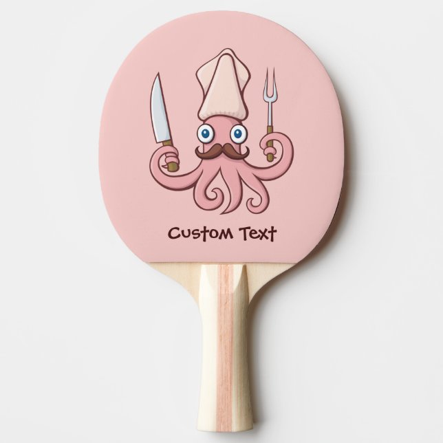 Squid Chef Cartoon Ping Pong Paddle (Front)