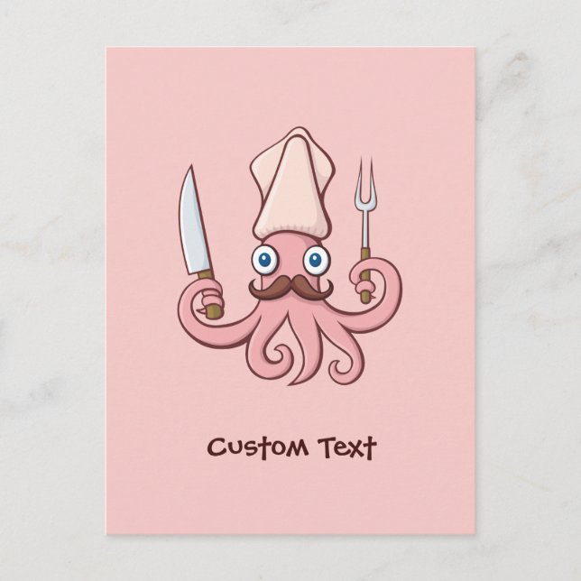 Squid Chef Cartoon Postcard (Front)