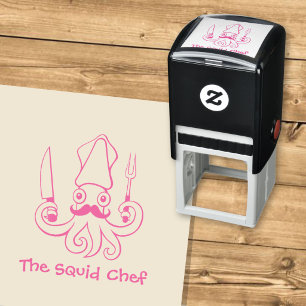 Squid Chef Cartoon Self-inking Stamp
