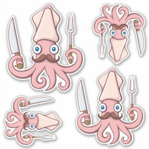 Squid Chef Cartoon Set
