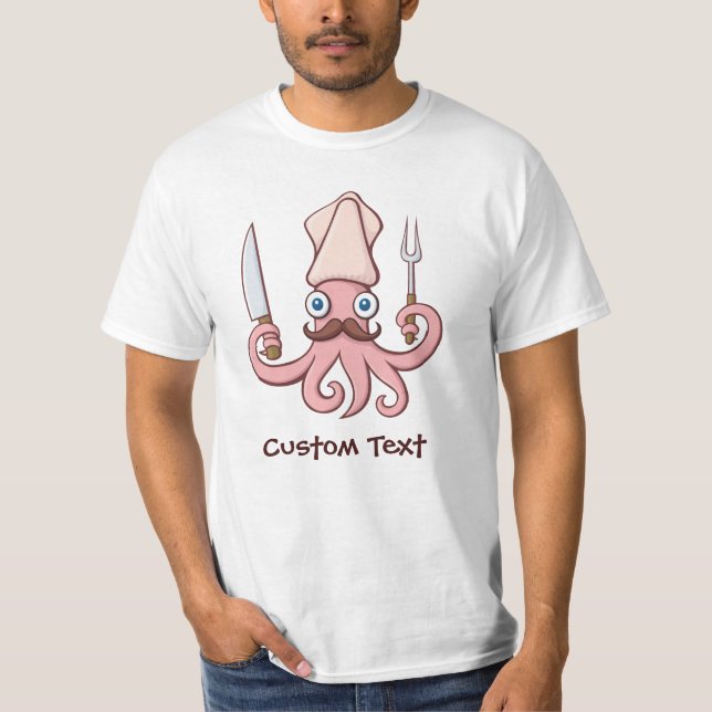 Squid Chef Cartoon T-Shirt (Front)