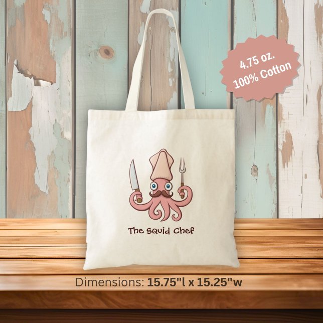 Squid Chef Cartoon Tote Bag (Creator Uploaded)