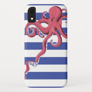 Squid diving underwater featuring stripes. iPhone XR case