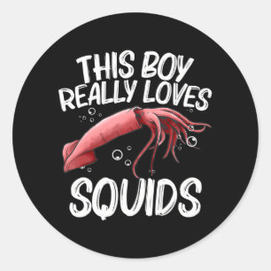 Squid For Boys Men Giant Squid Seafood Calamari Classic Round Sticker