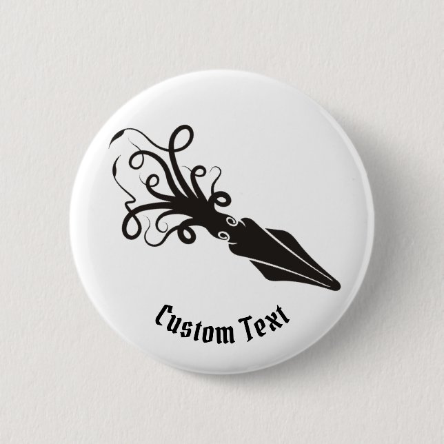 Squid Icon Black 6 Cm Round Badge (Front)