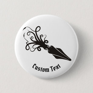 Squid Icon Black 6 Cm Round Badge